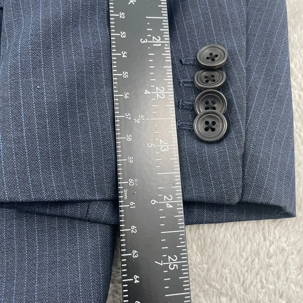 Samuelsohn 100% Wool Sport Coat Men 42/36R Blue Stripe Double Vent Preppy Canada